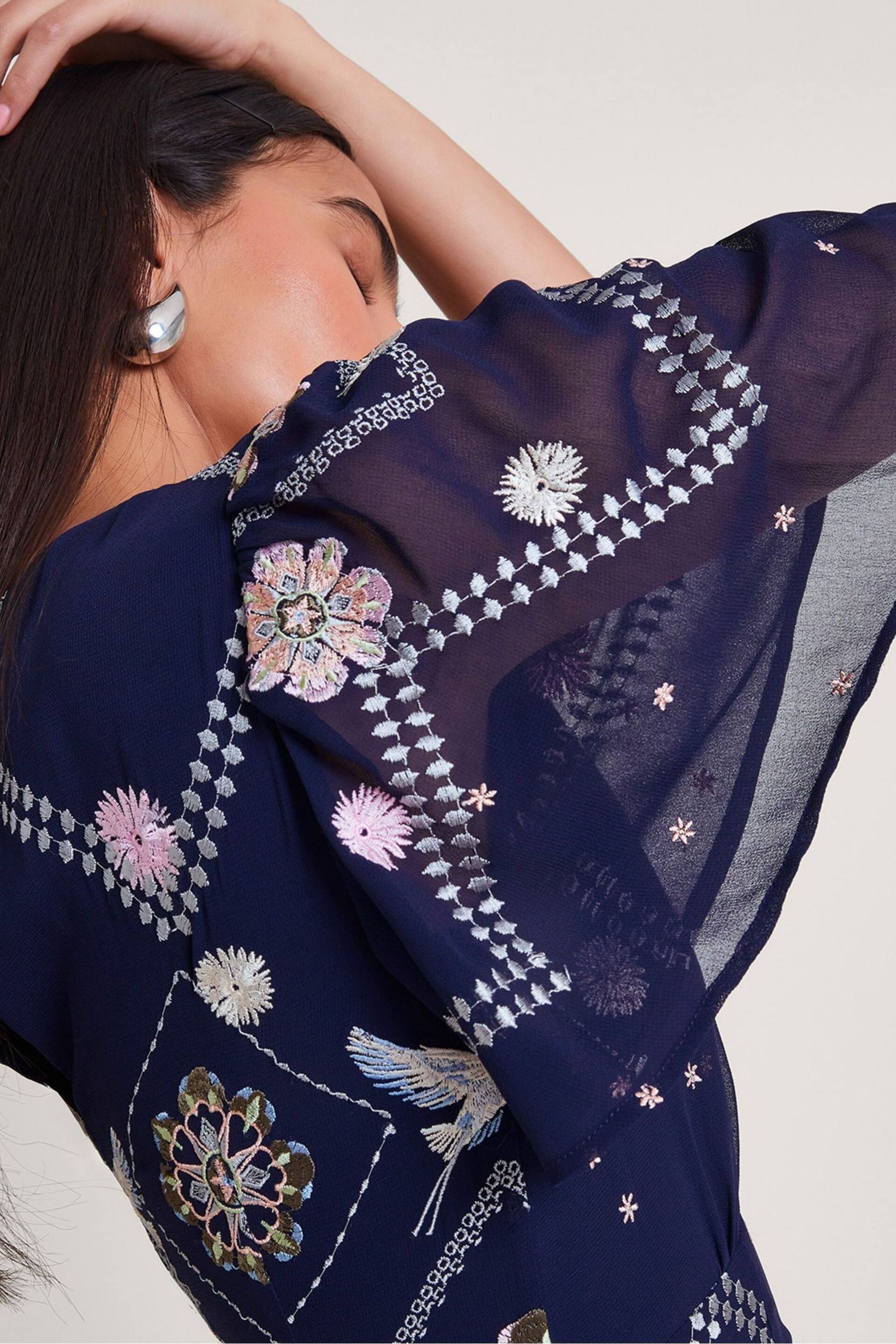 Monsoon Blue Neela Embroidered Tea Dress - Image 4 of 5