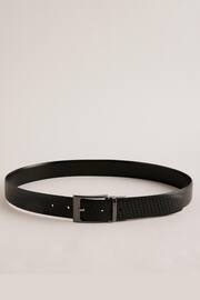 Ted Baker Black Waide Woven Texture Leather Belt - Image 1 of 4