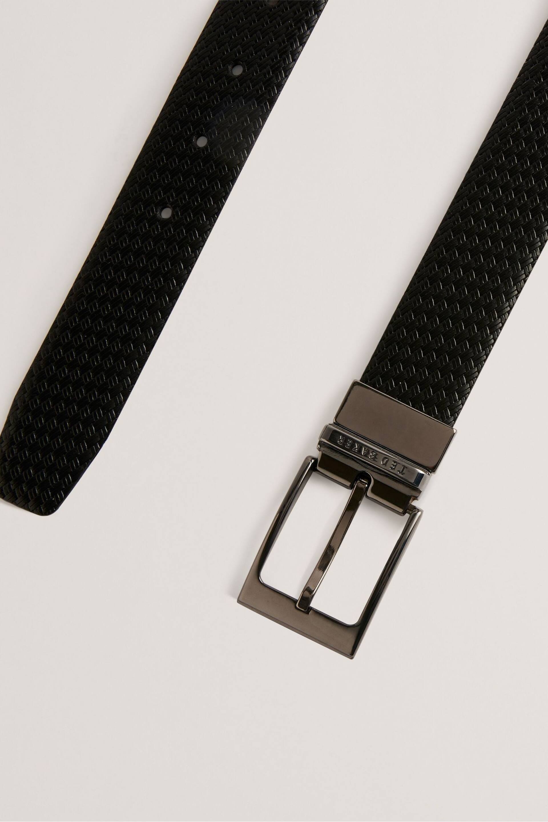 Ted Baker Black Waide Woven Texture Leather Belt - Image 3 of 4