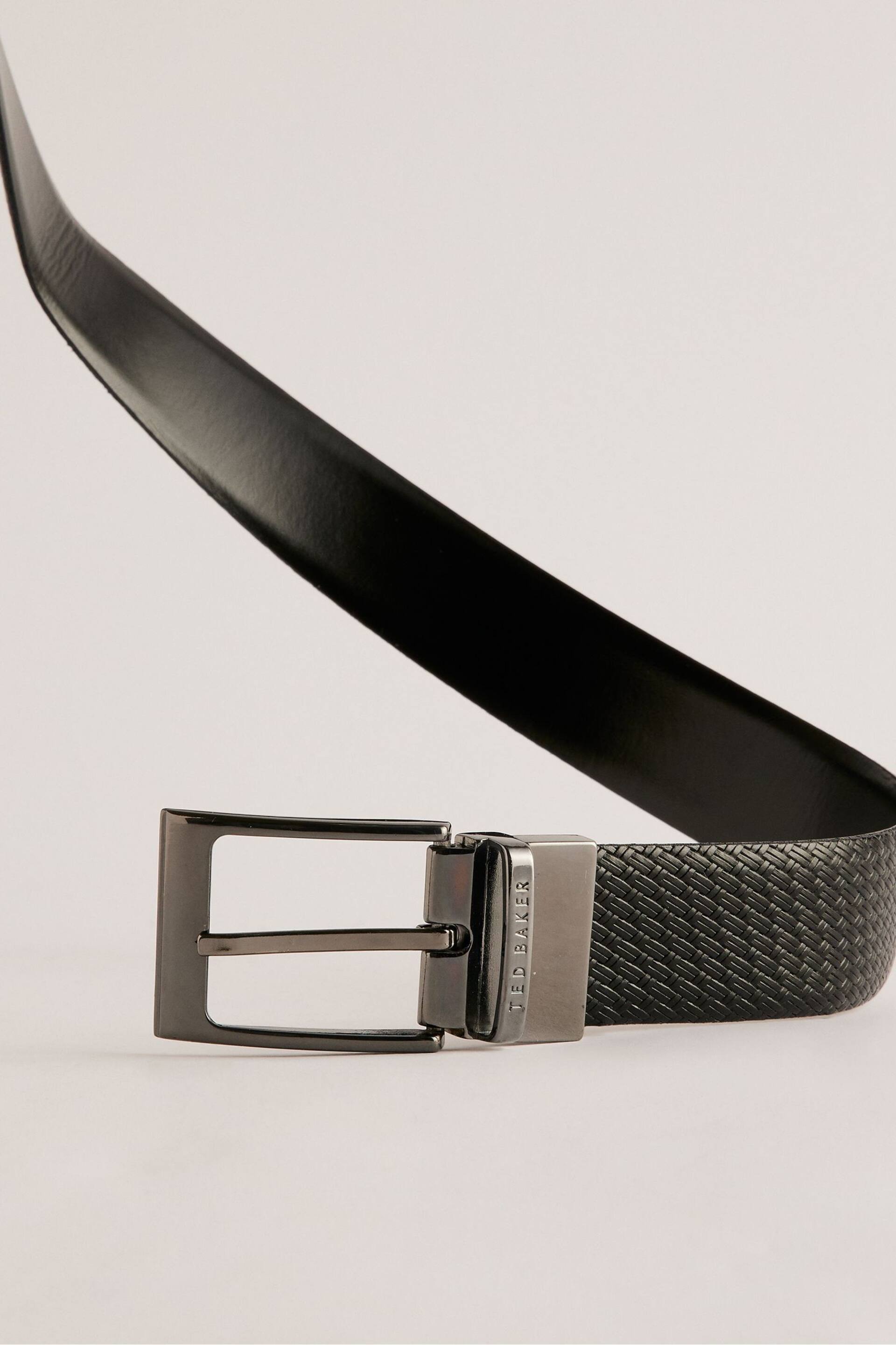 Ted Baker Black Waide Woven Texture Leather Belt - Image 4 of 4
