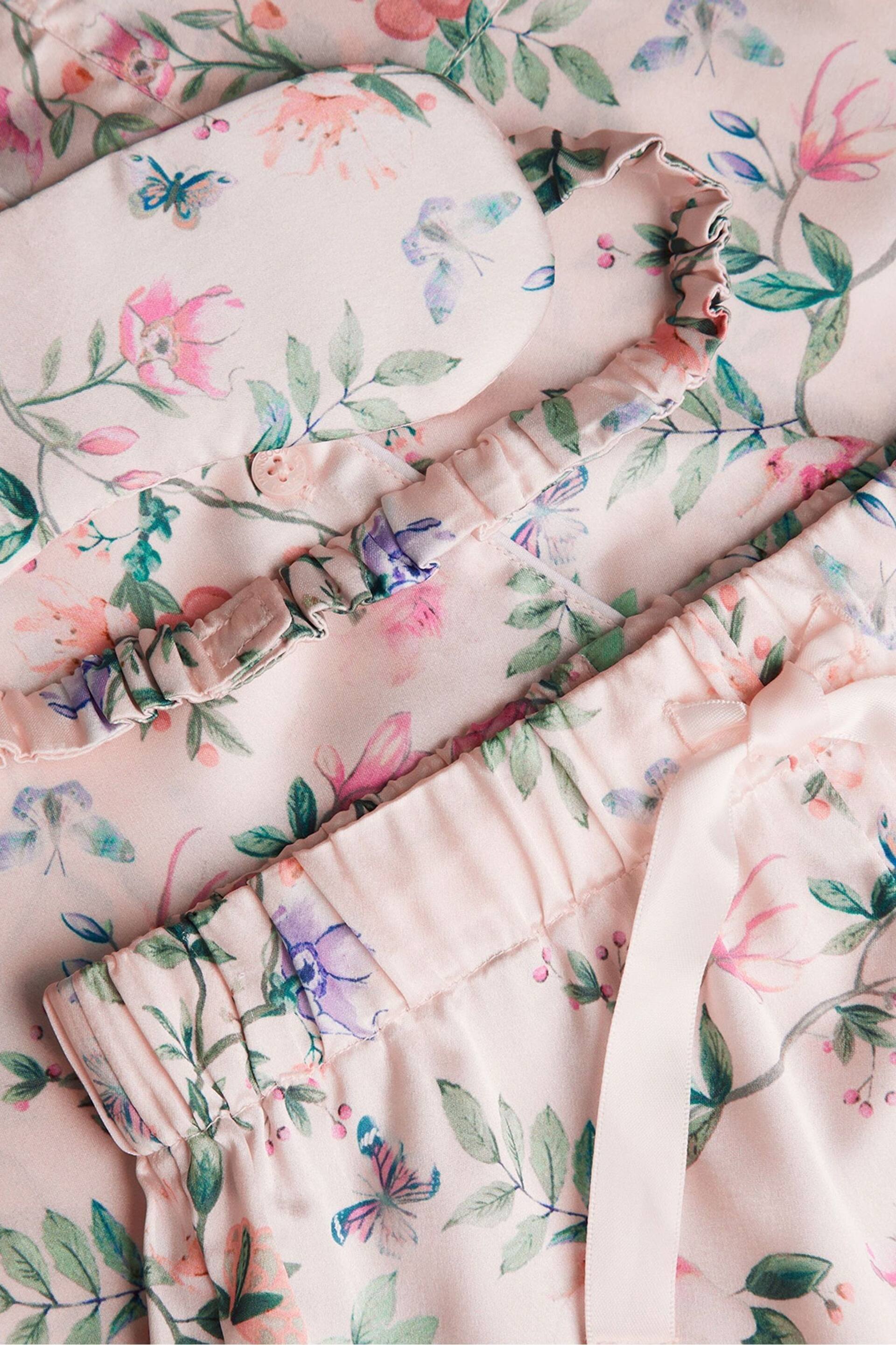Monsoon Pink Hydrangea Satin Shorts Pyjama Set - Image 3 of 3