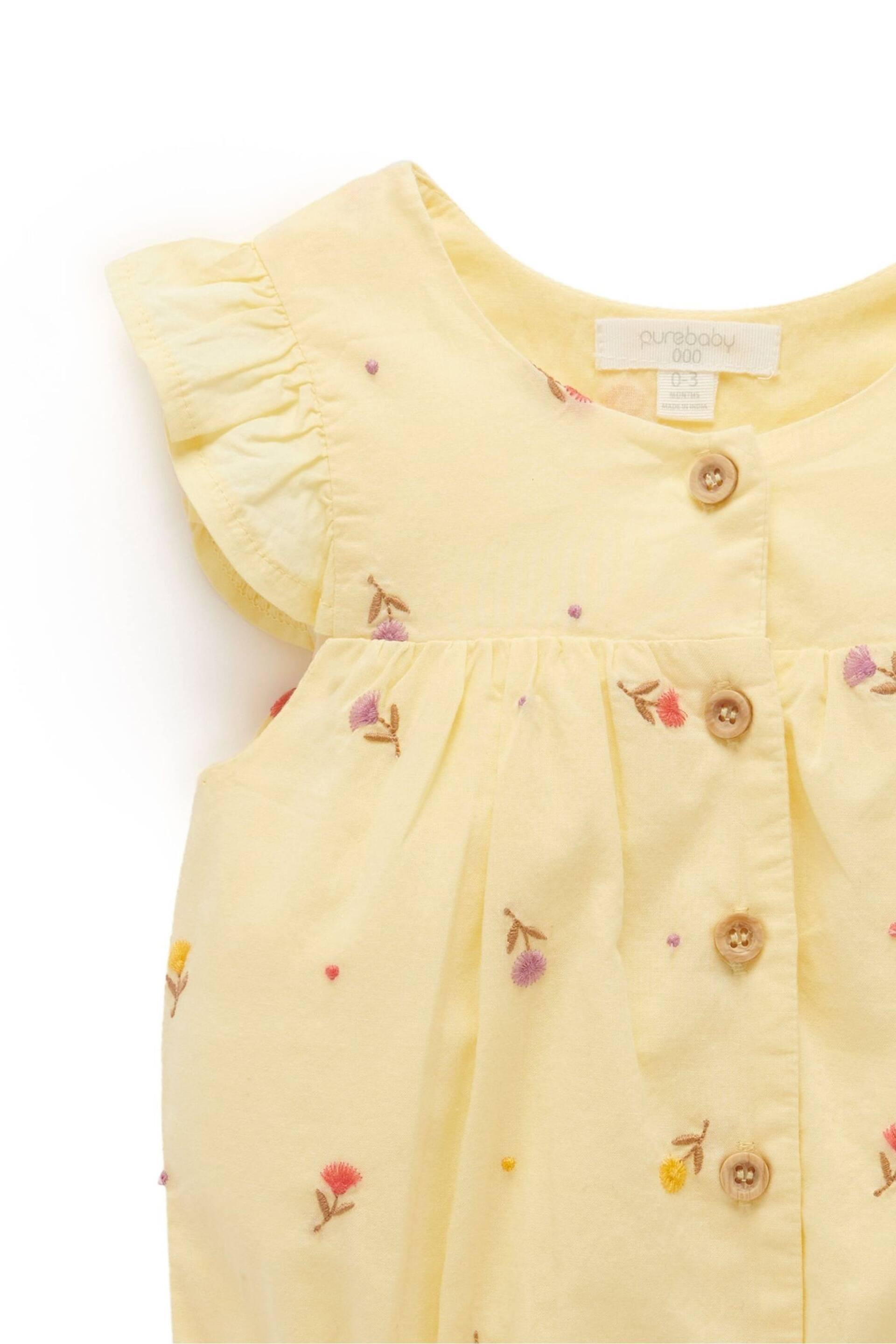 Purebaby Yellow Embroidered Romper - Image 3 of 4