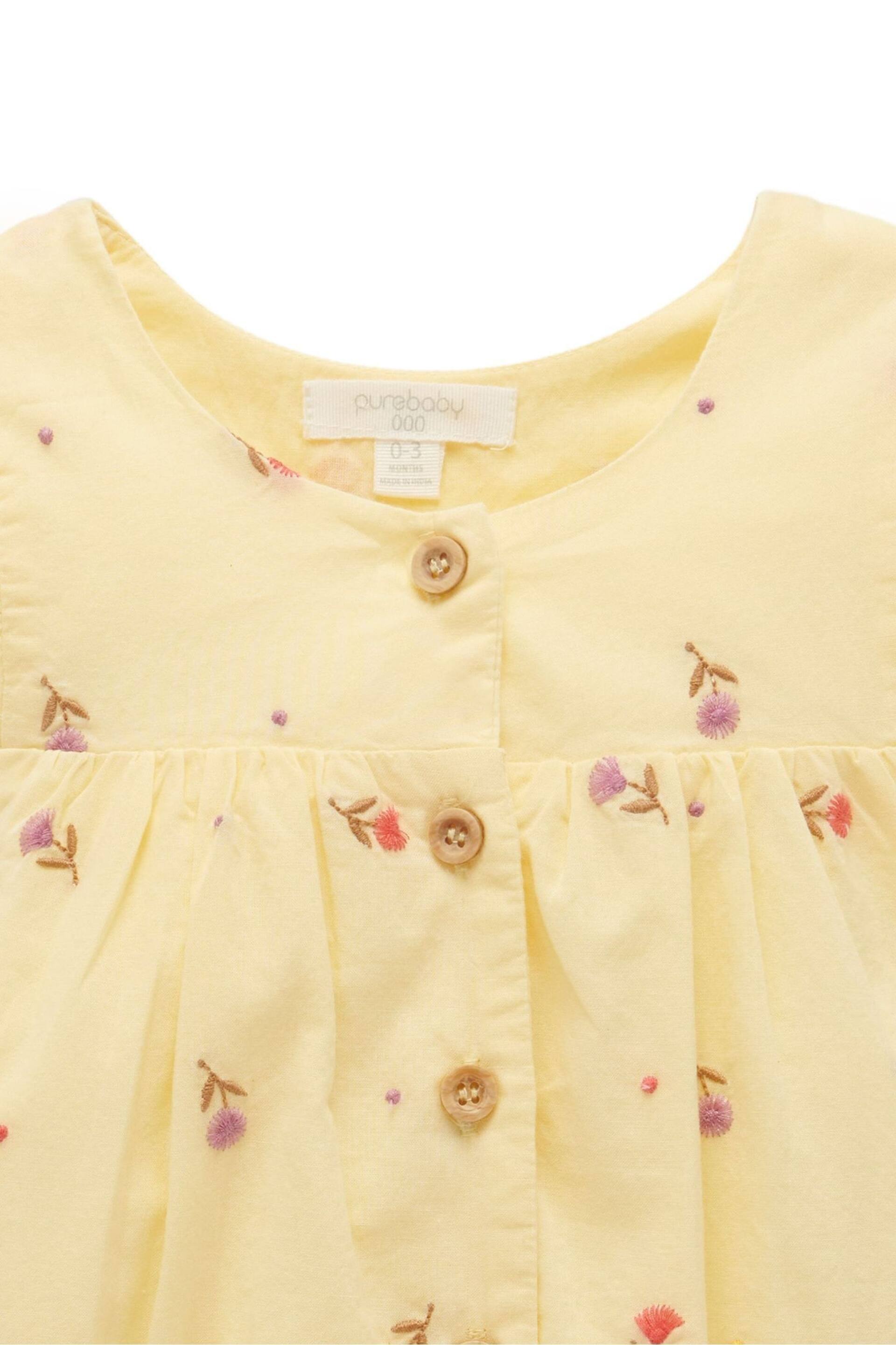 Purebaby Yellow Embroidered Romper - Image 4 of 4