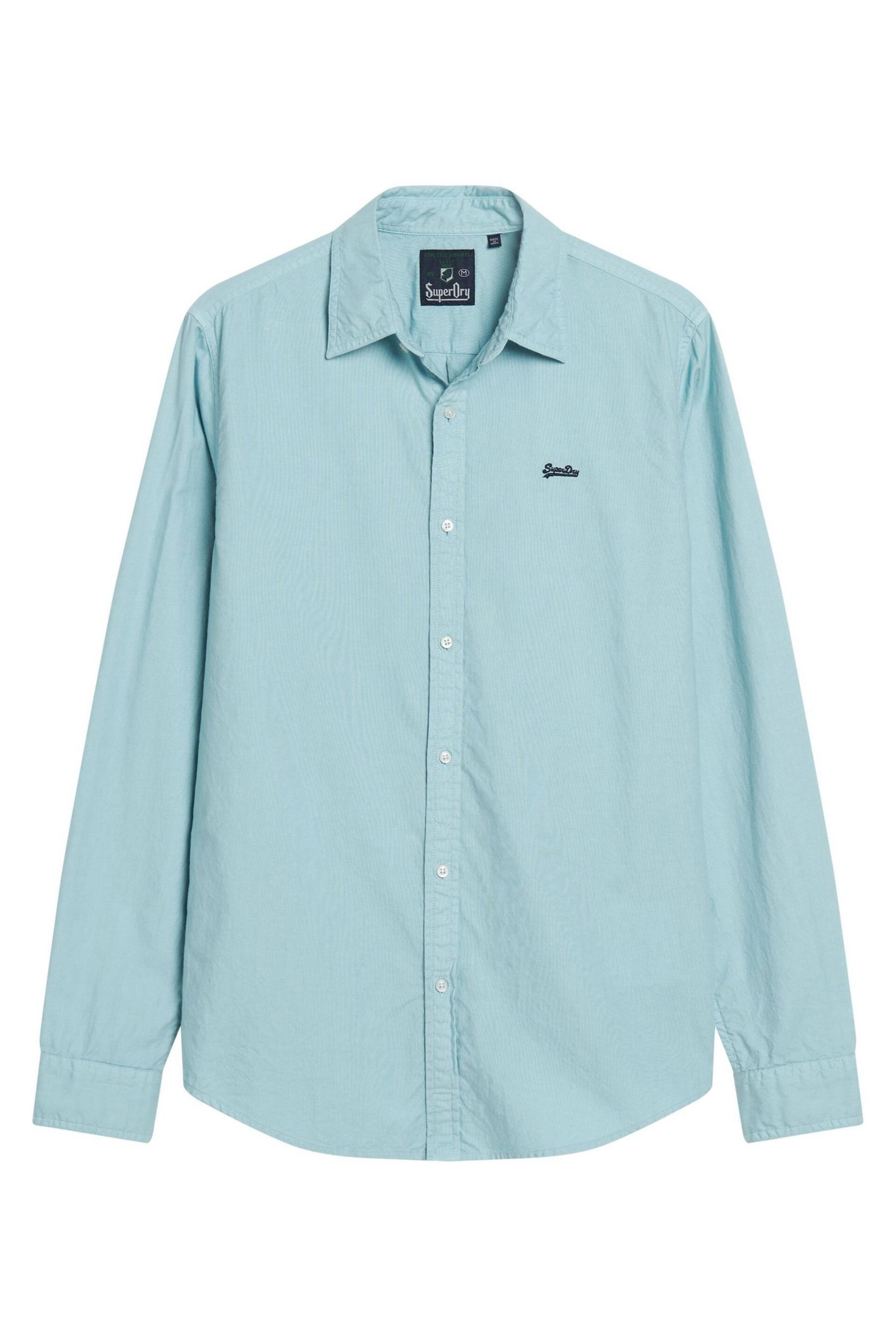 Superdry Blue Overdyed Organic Cotton Long Sleeve Shirt - Image 4 of 6