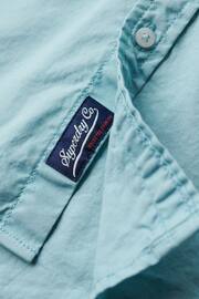 Superdry Blue Overdyed Organic Cotton Long Sleeve Shirt - Image 5 of 6