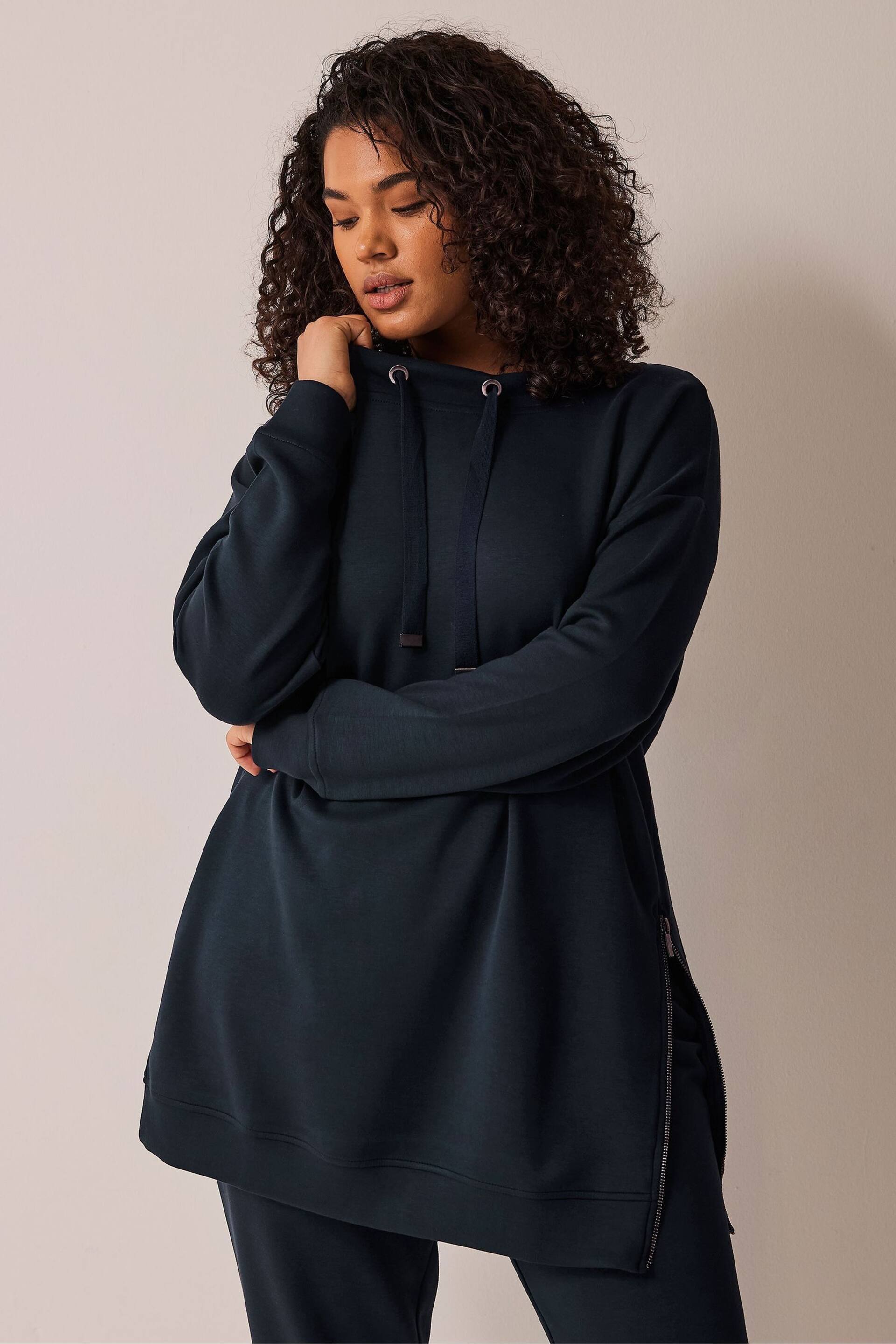 Evans Wide Neck Zip Black Sweatshirt - Image 1 of 4