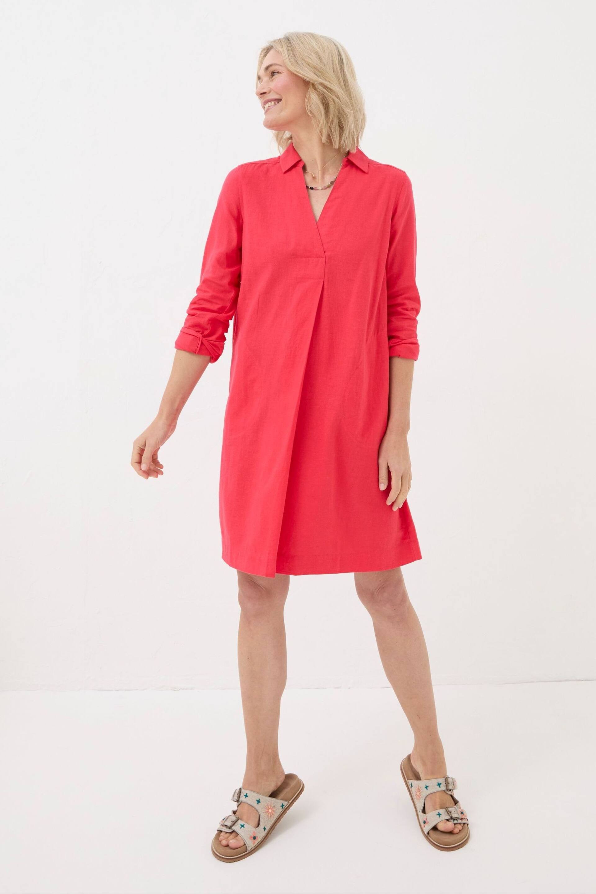 FatFace Red Linen Blend Tunic Dress - Image 1 of 4