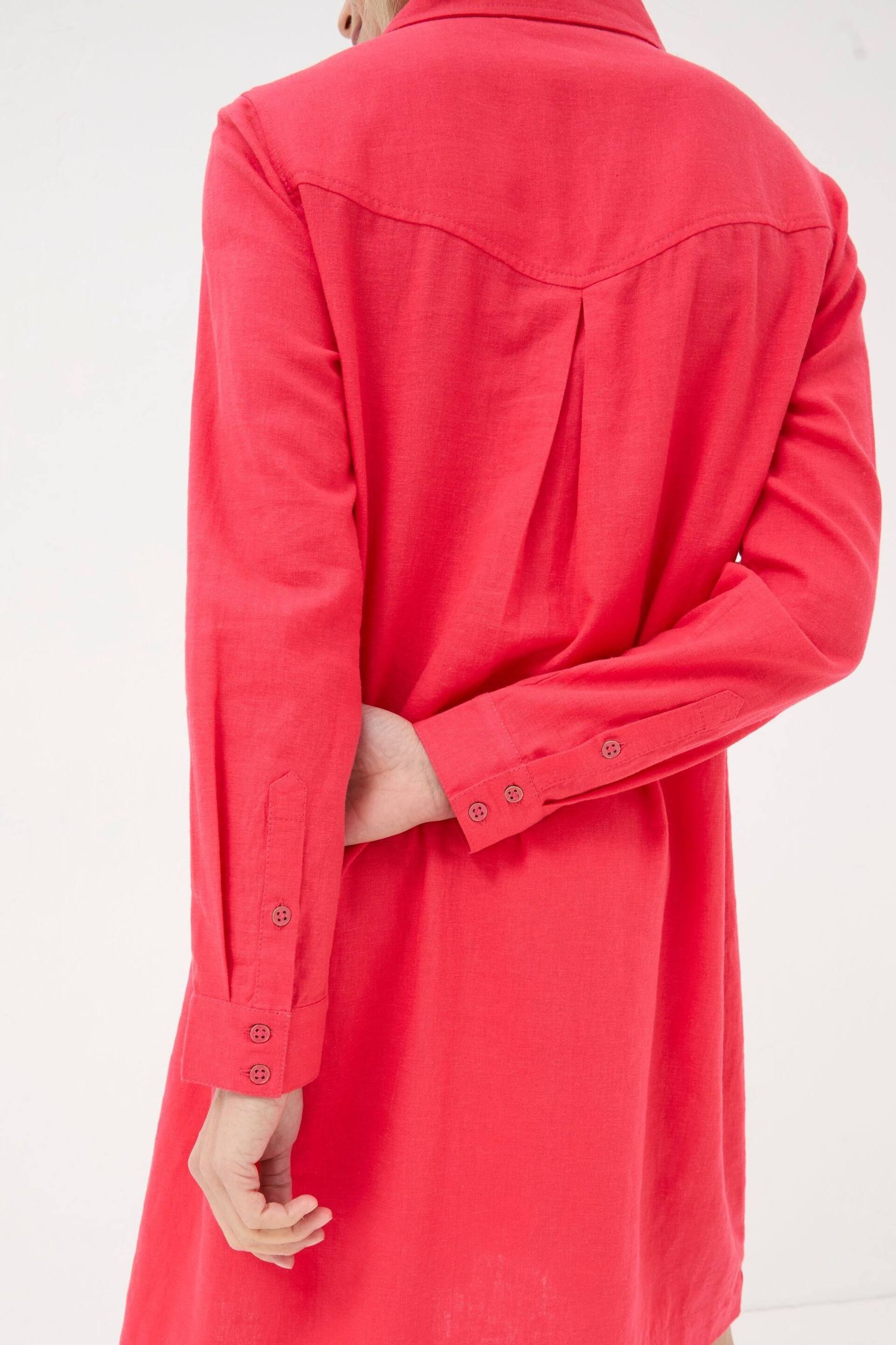 FatFace Red Linen Blend Tunic Dress - Image 3 of 4