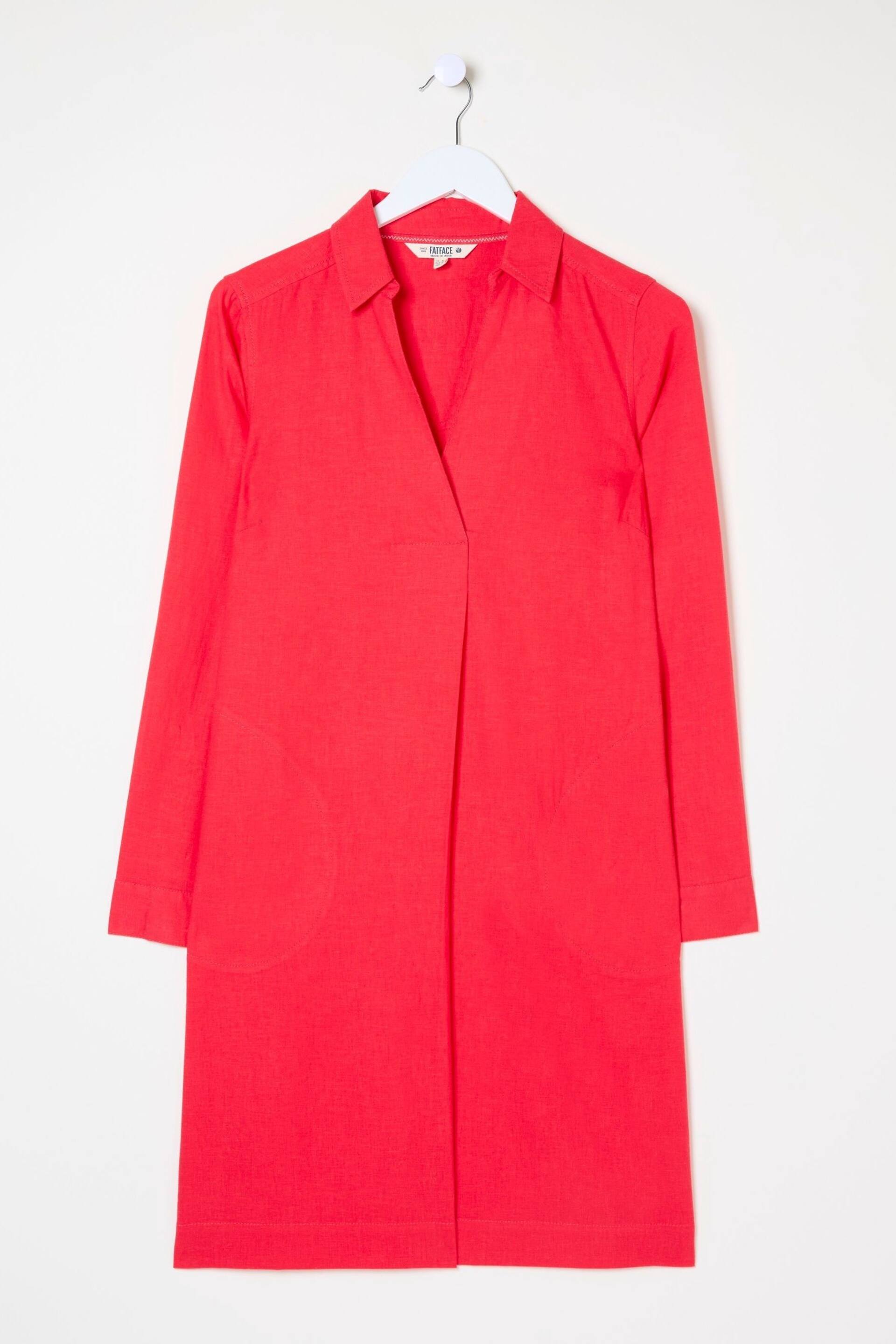 FatFace Red Linen Blend Tunic Dress - Image 4 of 4