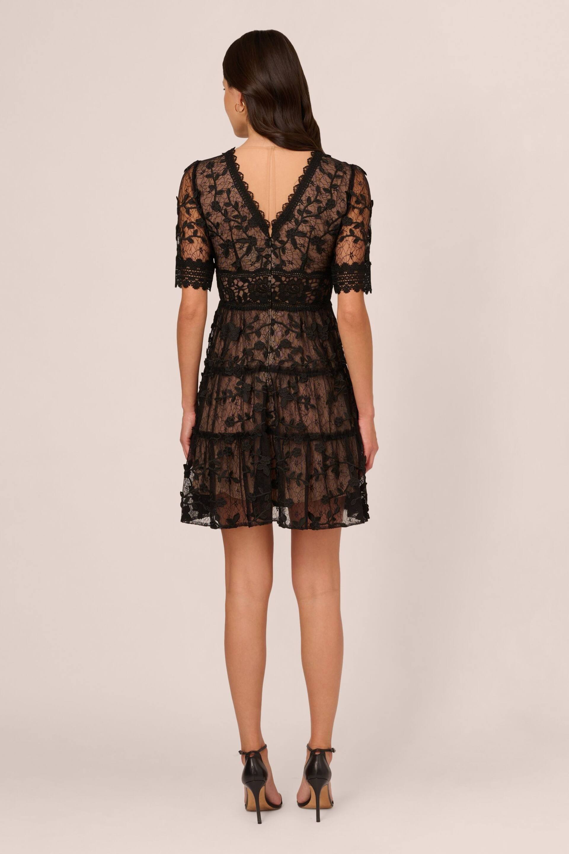 Adrianna Papell Lace Embroidery Black Dress - Image 2 of 8
