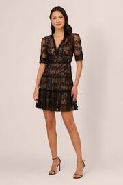 Adrianna Papell Lace Embroidery Black Dress - Image 6 of 8