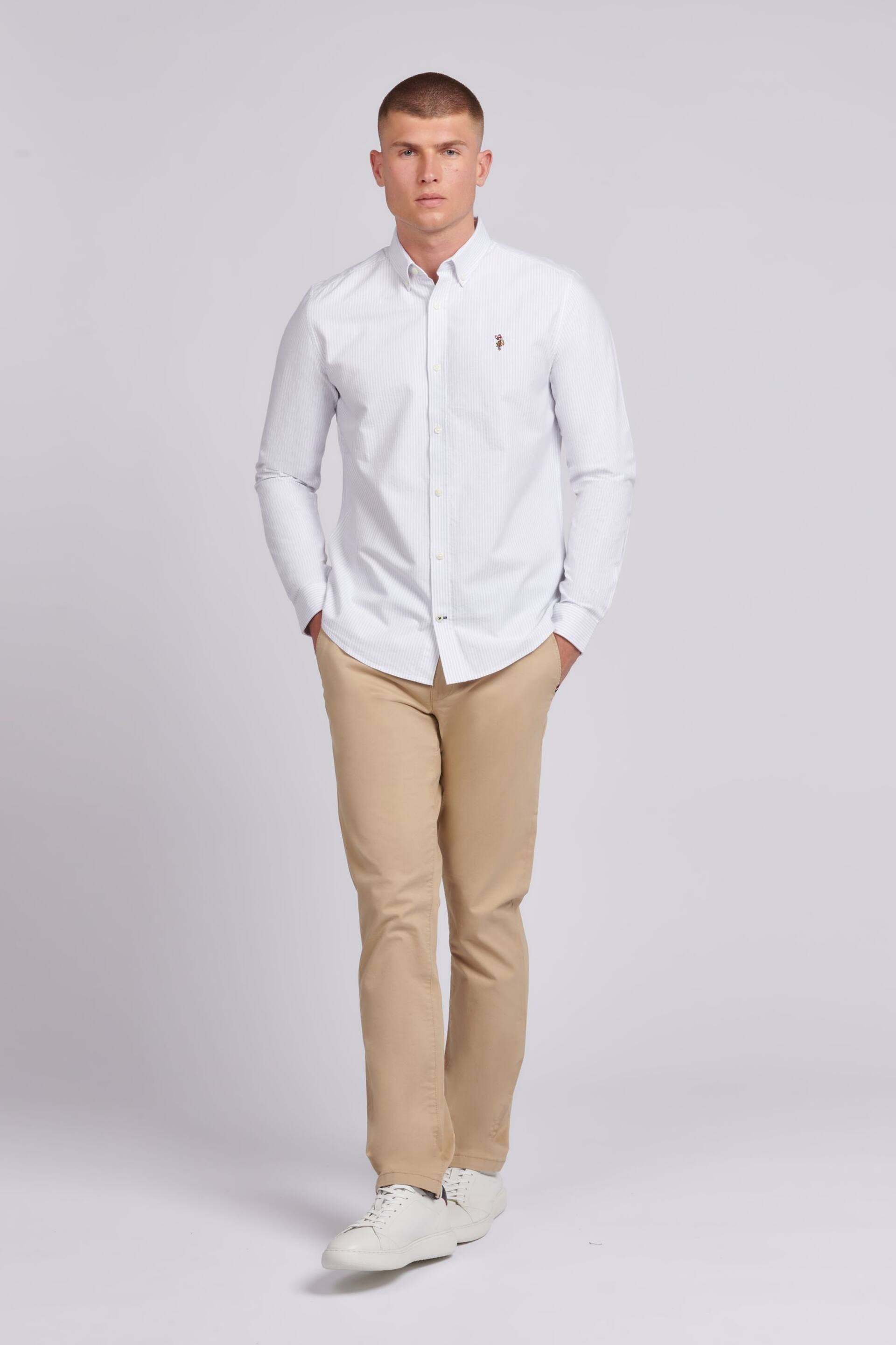 U.S. Polo Assn. Mens White Oxford Stripe Shirt - Image 3 of 6