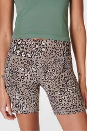 Brown Luxe Leopard Print Power 6" Biker Shorts - Image 1 of 9