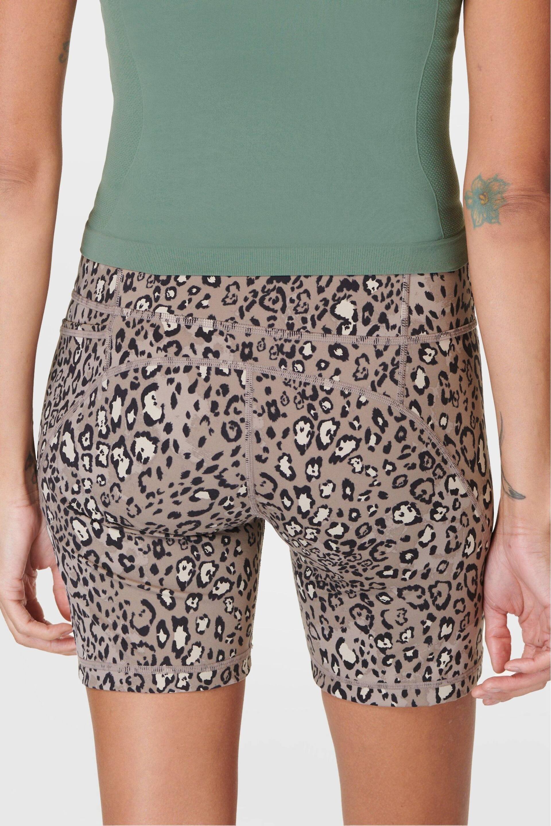 Brown Luxe Leopard Print Power 6" Biker Shorts - Image 2 of 9