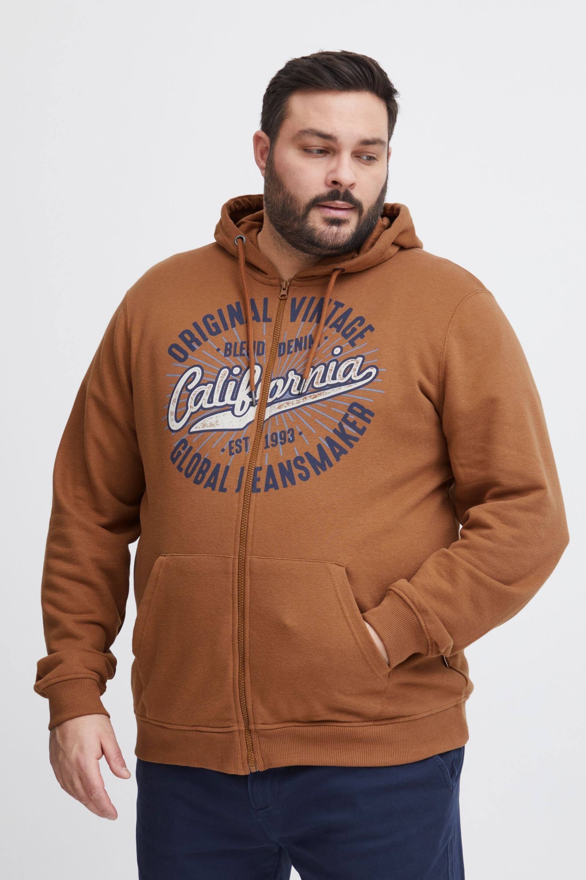 Blend Brown Zip Through Hoodie - Image 1 of 5