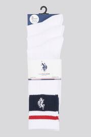 U.S. Polo Assn. Mens Brand Stripe Sports White Socks 3 Pack - Image 2 of 3