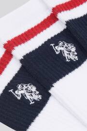 U.S. Polo Assn. Mens Brand Stripe Sports White Socks 3 Pack - Image 3 of 3