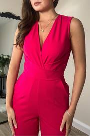 Girl In Mind Pink Twist Front Wide Leg Jumpsuit - Image 4 of 4