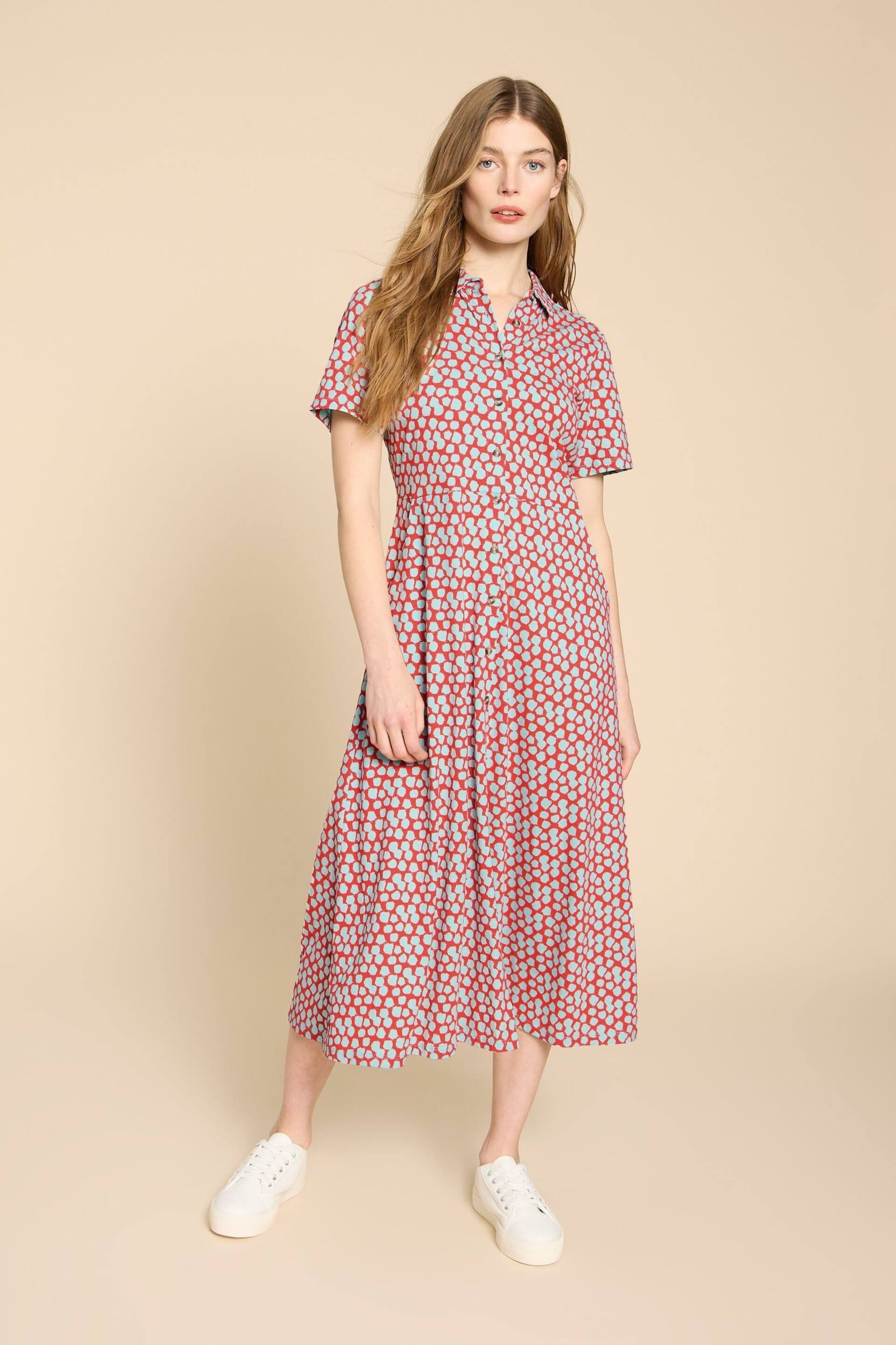 White Stuff Red Rua Jersey Shirt Dress - Image 1 of 6