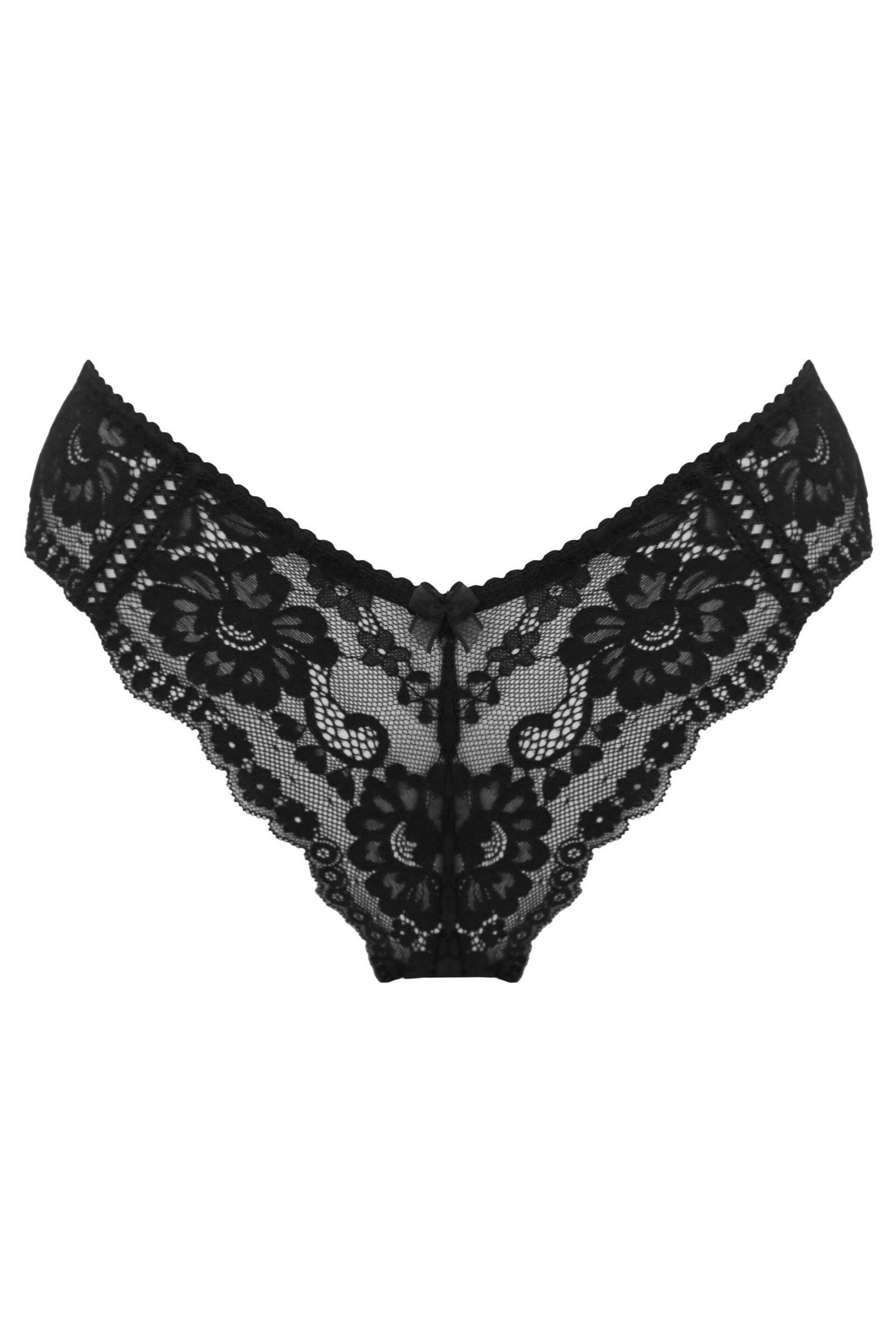 Pour Moi Black Fleur Cheeky V-Shaped Briefs - Image 3 of 4