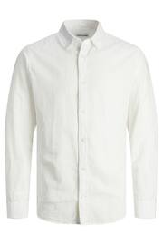 JACK & JONES White Linen Blend Long Sleeve Shirt - Image 1 of 2
