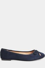 Long Tall Sally Blue Wide-Fit Ballerina Faux Suedette Pumps - Image 2 of 4
