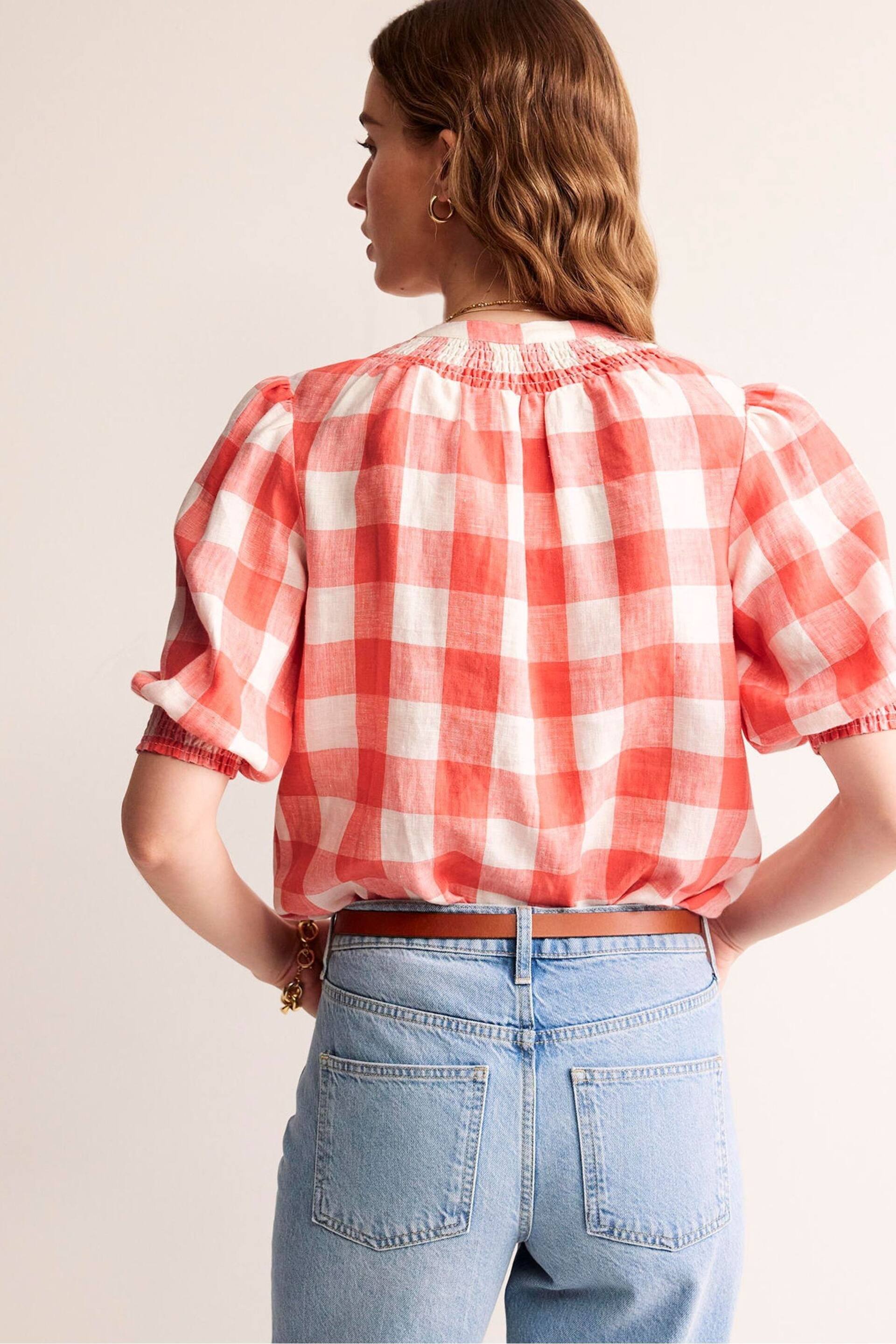 Boden Pink Ada Linen Gingham Top - Image 2 of 5