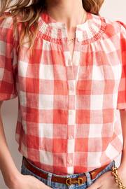 Boden Pink Ada Linen Gingham Top - Image 4 of 5