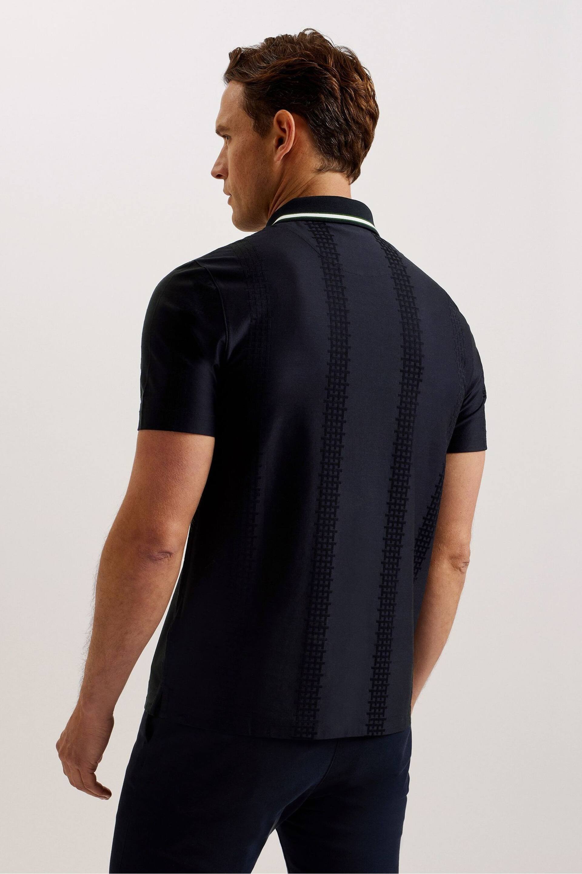 Ted Baker Blue Orbite Slim Fit Jacquard Polo Shirt - Image 2 of 6