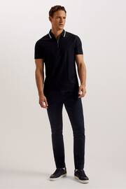 Ted Baker Blue Orbite Slim Fit Jacquard Polo Shirt - Image 3 of 6