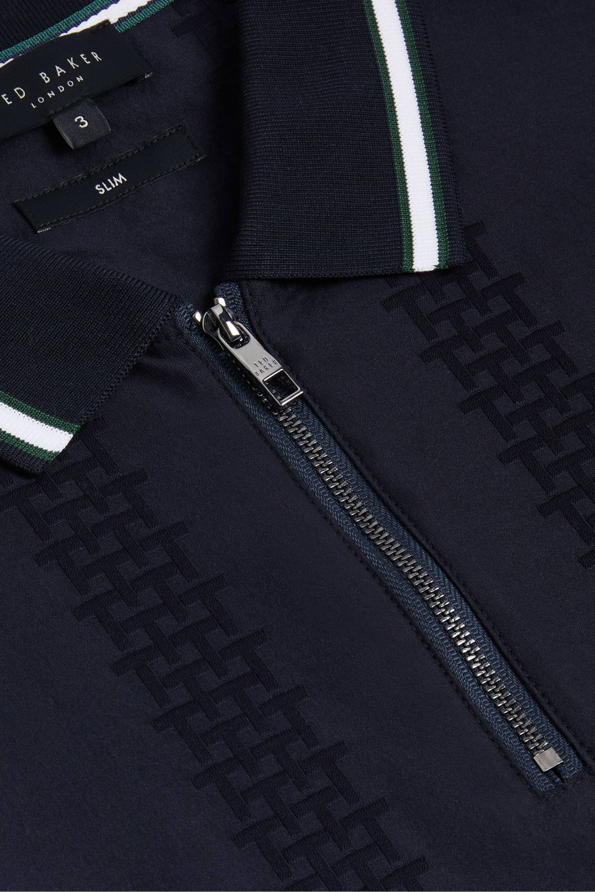 Ted Baker Blue Orbite Slim Fit Jacquard Polo Shirt - Image 5 of 6