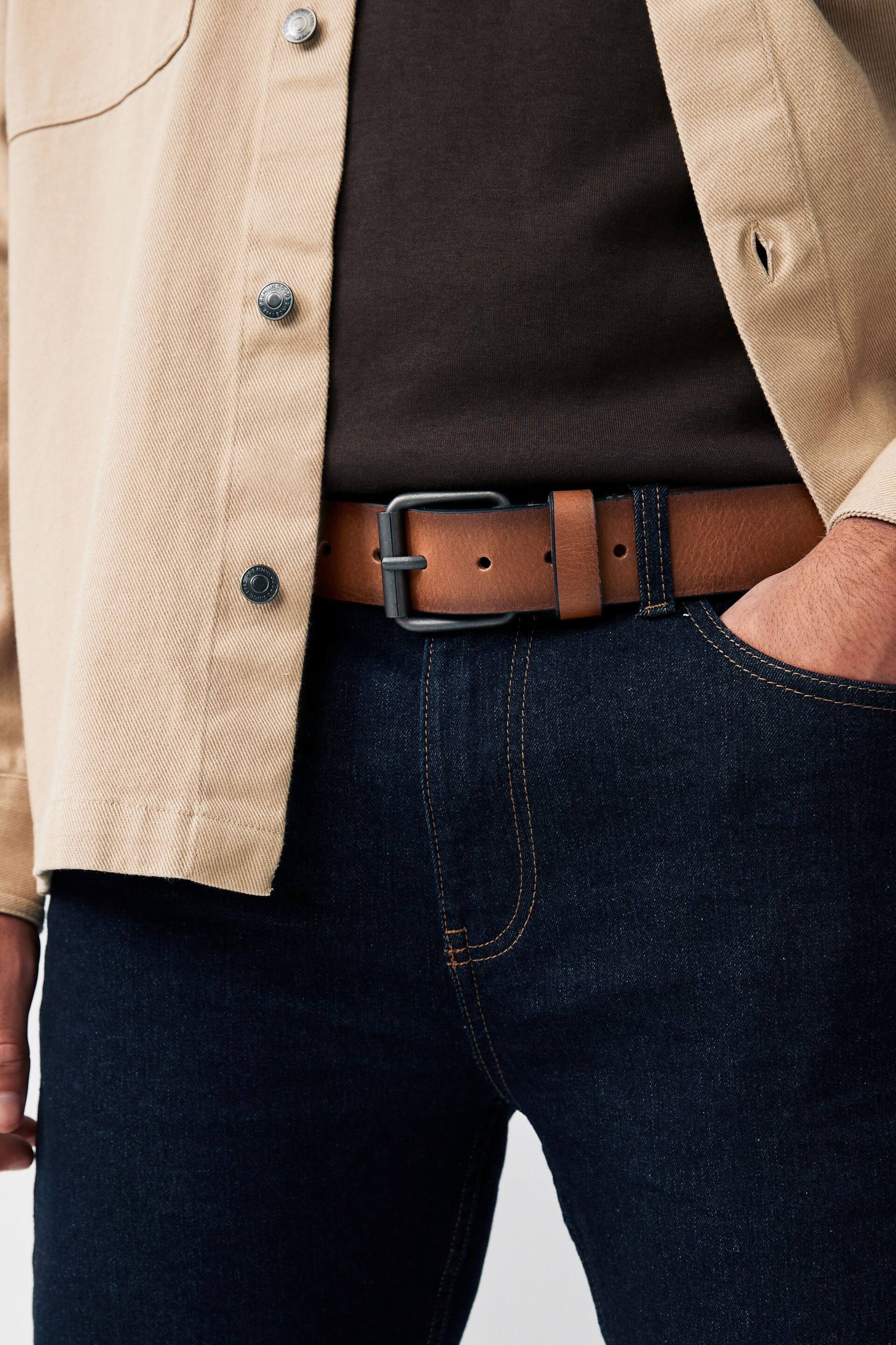 Tan Brown Casual Leather Belt - Image 1 of 3