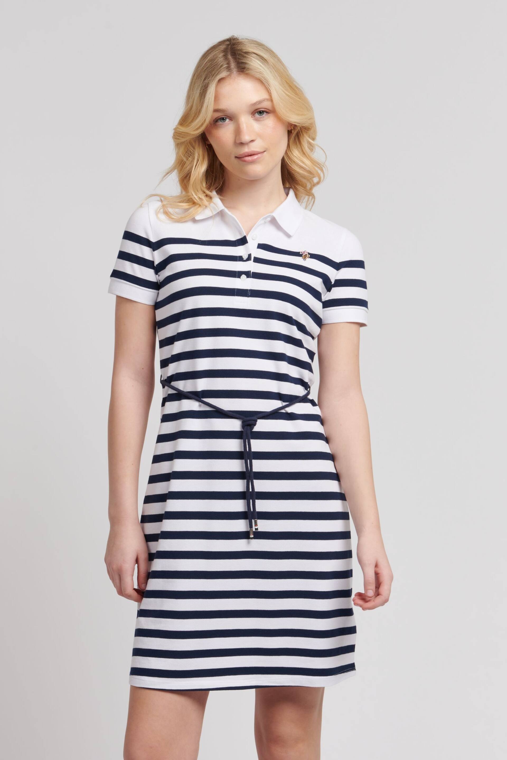 U.S. Polo Assn. Womens Blue Relaxed Stripe Polo Dress - Image 1 of 10