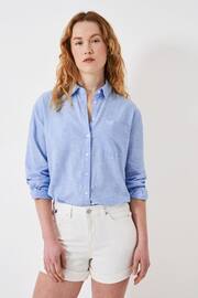 Crew Clothing Company Light Blue Plain Linen Relaxed Shirt - Image 1 of 4