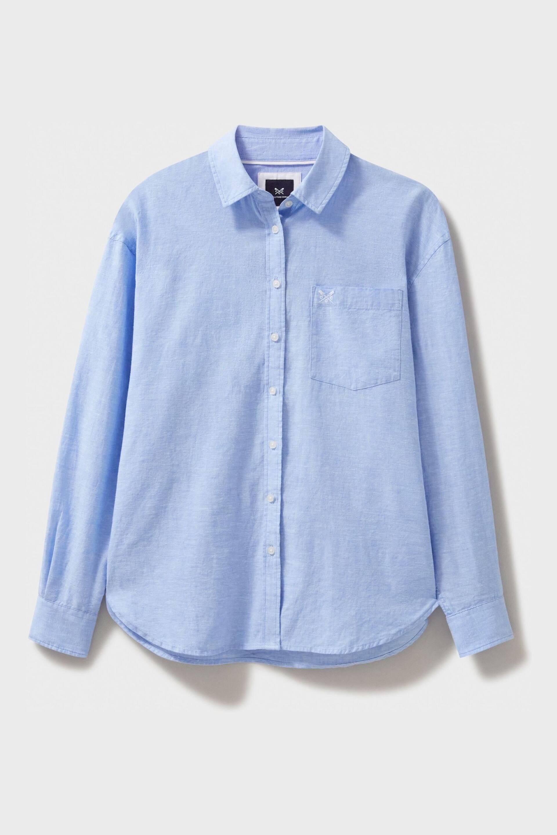 Crew Clothing Company Light Blue Plain Linen Relaxed Shirt - Image 4 of 4