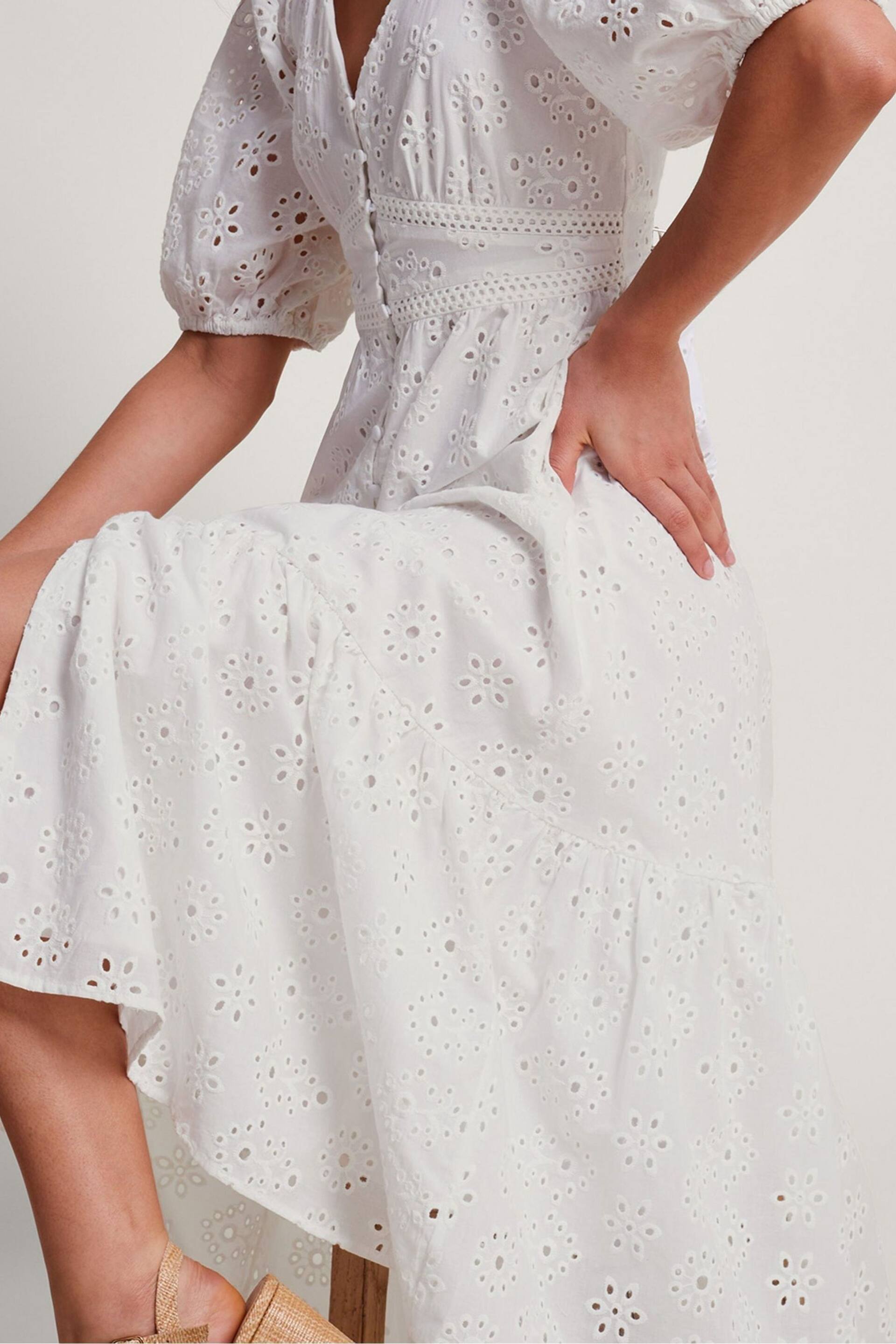 Monsoon White Broderie Bettie Dress - Image 2 of 4