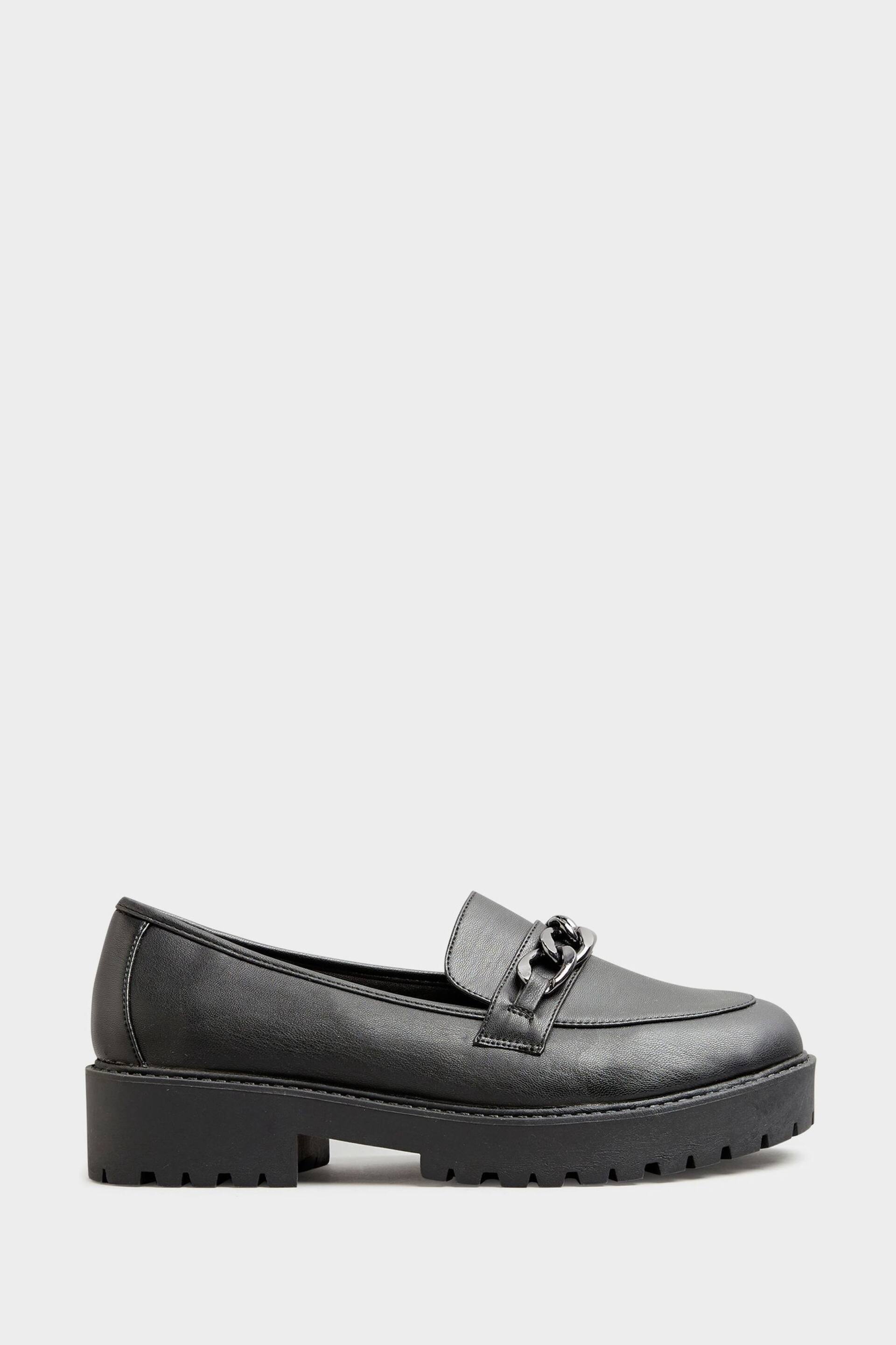 Yours Curve Black Wide FIt Chunky Metal Trim Loafers - Image 2 of 4