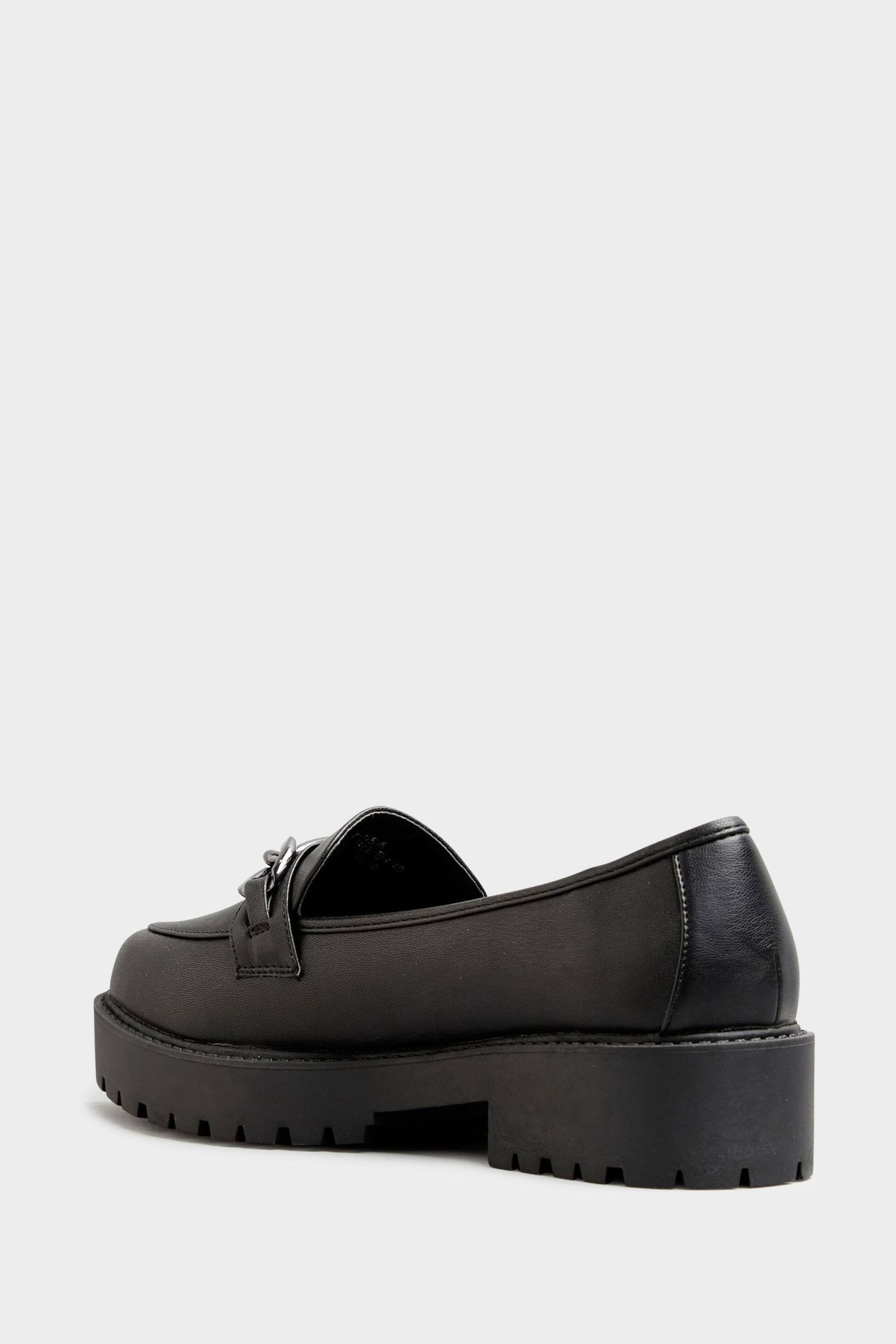 Yours Curve Black Wide FIt Chunky Metal Trim Loafers - Image 3 of 4