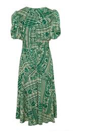 Another Sunday Green Sparkle Aztec Puff Sleeve Midi Dress - Image 5 of 6
