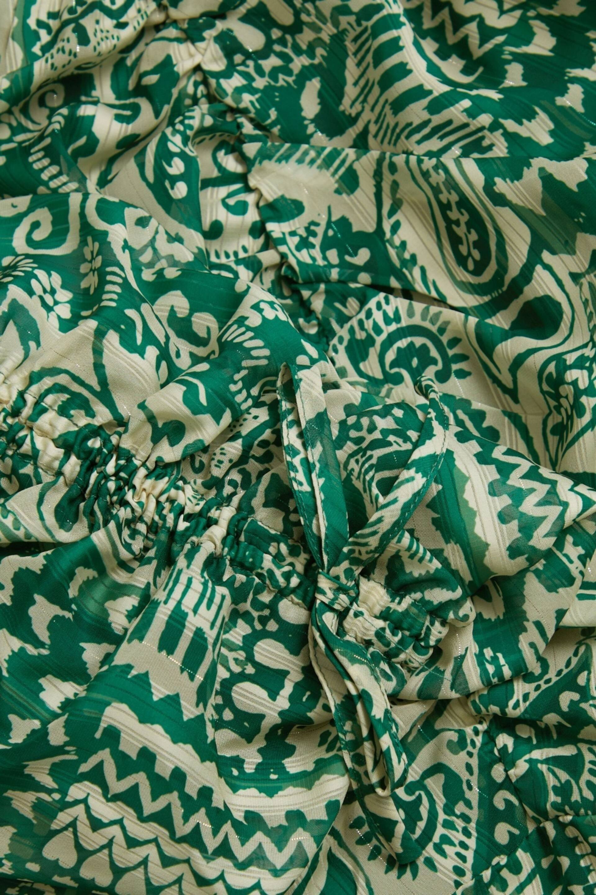 Another Sunday Green Sparkle Aztec Puff Sleeve Midi Dress - Image 6 of 6
