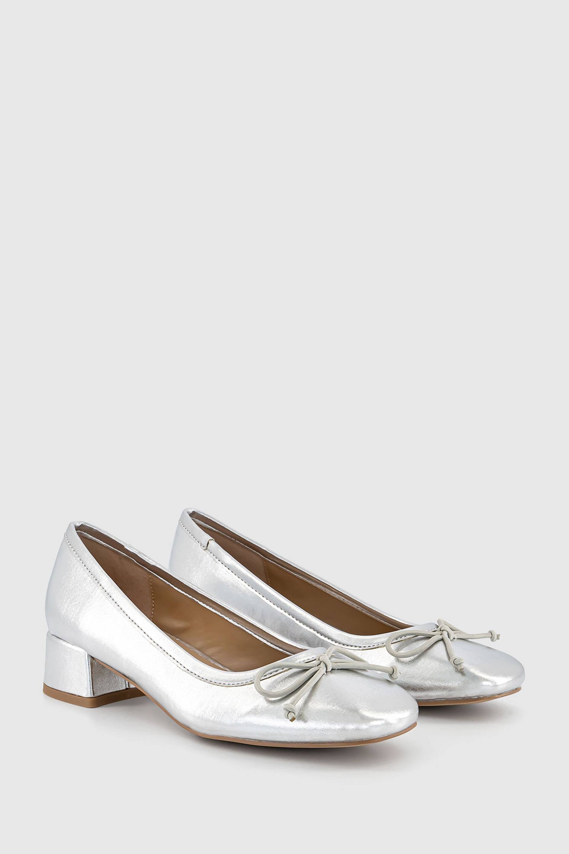 Office Metallic Low Block Heel Ballerinas - Image 1 of 3