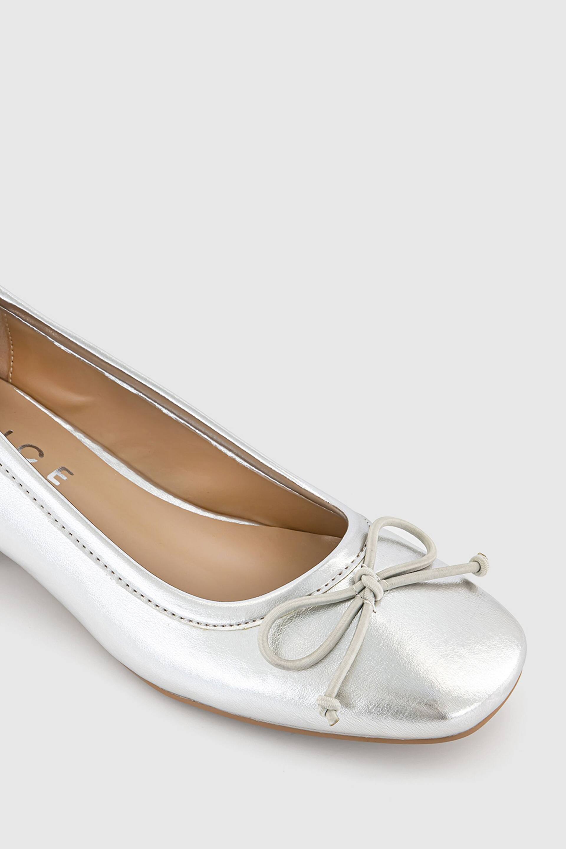 Office Metallic Low Block Heel Ballerinas - Image 3 of 3