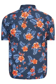 BadRhino Big & Tall Navy Blue & Orange Tropical Shirt - Image 3 of 3