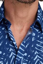 Raging Bull Blue Short Sleeve Palm Tree Poplin Shirt - Image 4 of 7
