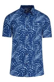 Raging Bull Blue Short Sleeve Palm Tree Poplin Shirt - Image 6 of 7