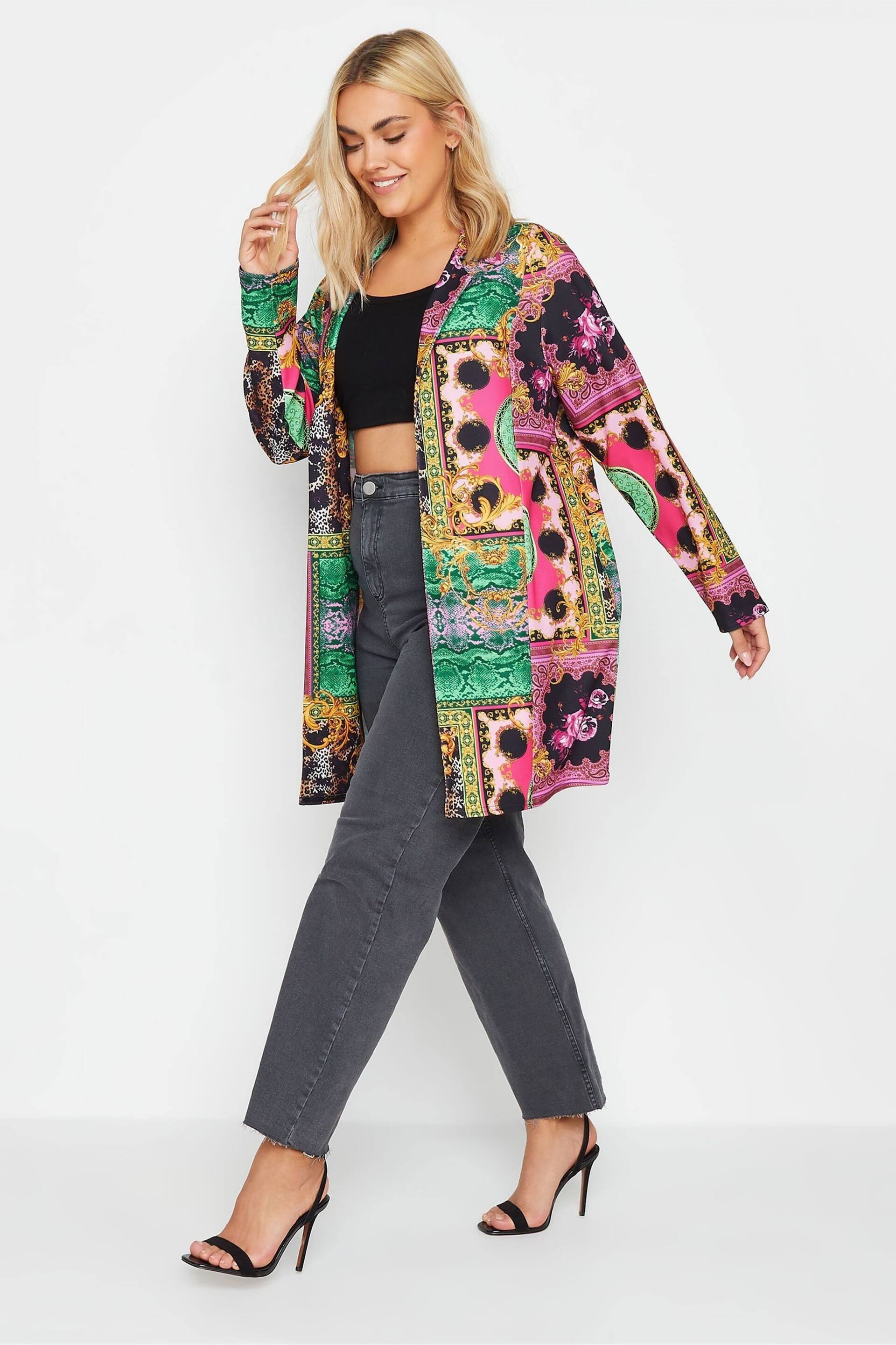 Yours Curve Multi Tile Print Blazer - Image 2 of 4