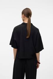 VERO MODA Black Linen Blend Short Sleeve Relaxed Shirt - Image 2 of 6