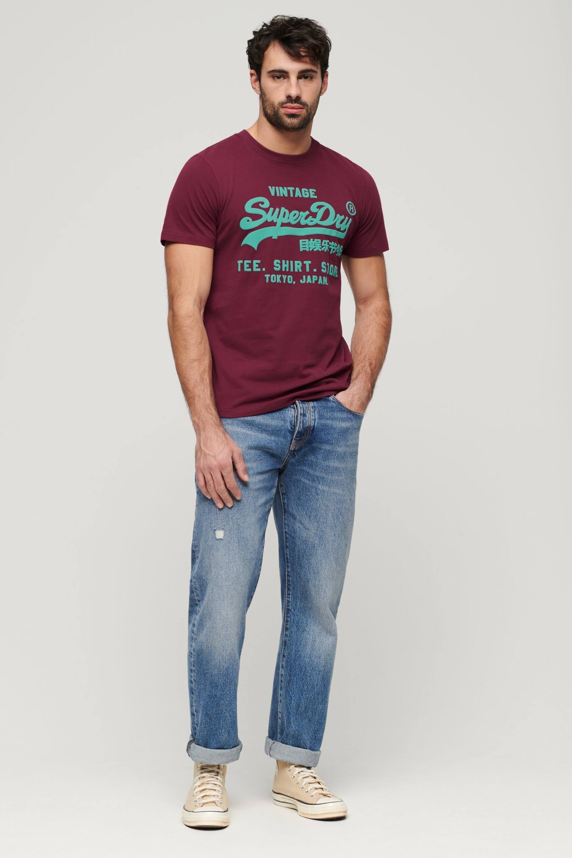 Superdry Purple Vintage Logo T-Shirt - Image 2 of 7