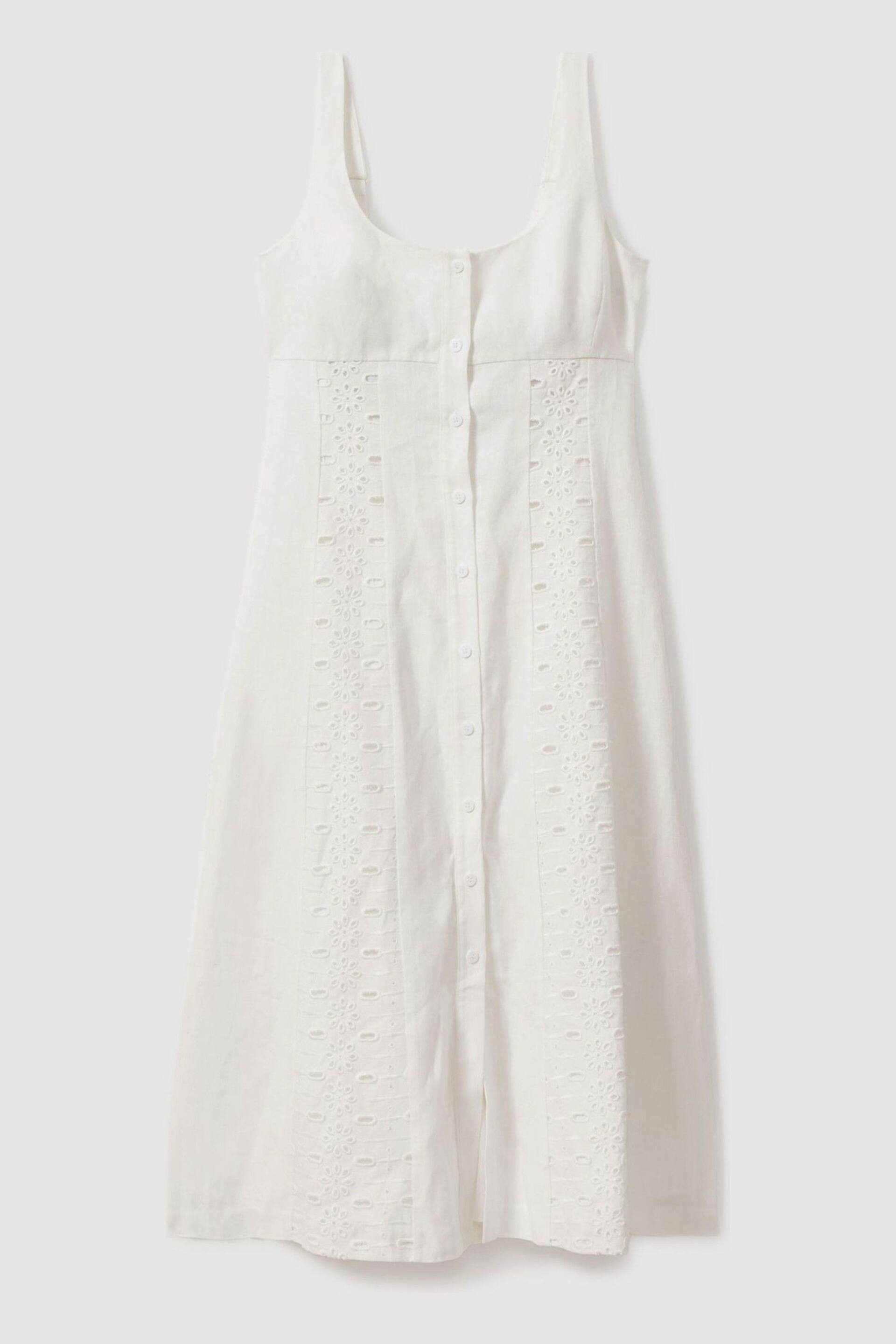 Reiss Ivory Clarice Linen Broderie Midi Dress - Image 2 of 5