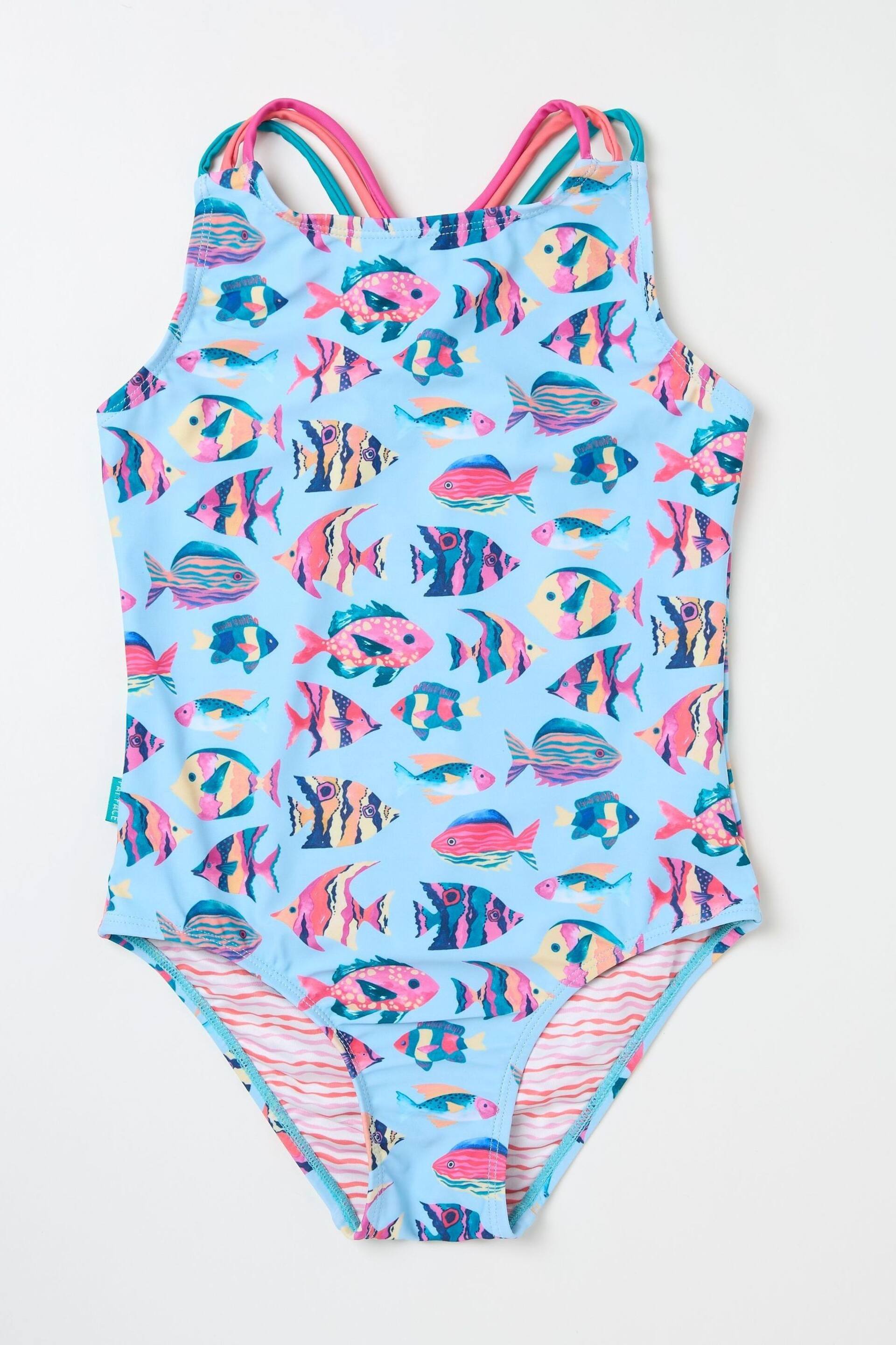 FatFace Blue Tropical Fish Swimsuit - Image 5 of 5